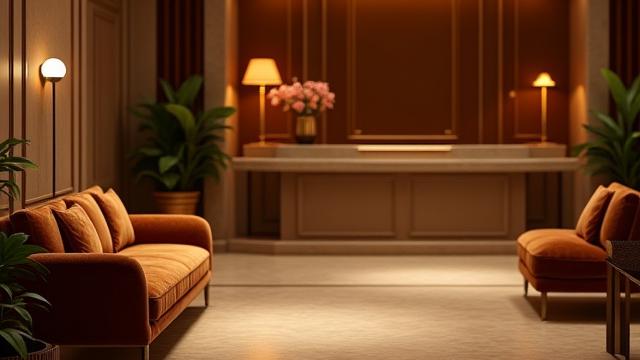 Elegant boutique hotel lobby with a welcoming atmosphere.