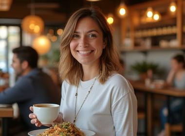 Photo of a local food blogger enjoying a meal