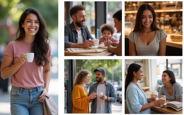Collage of diverse local influencers collaborating with small businesses